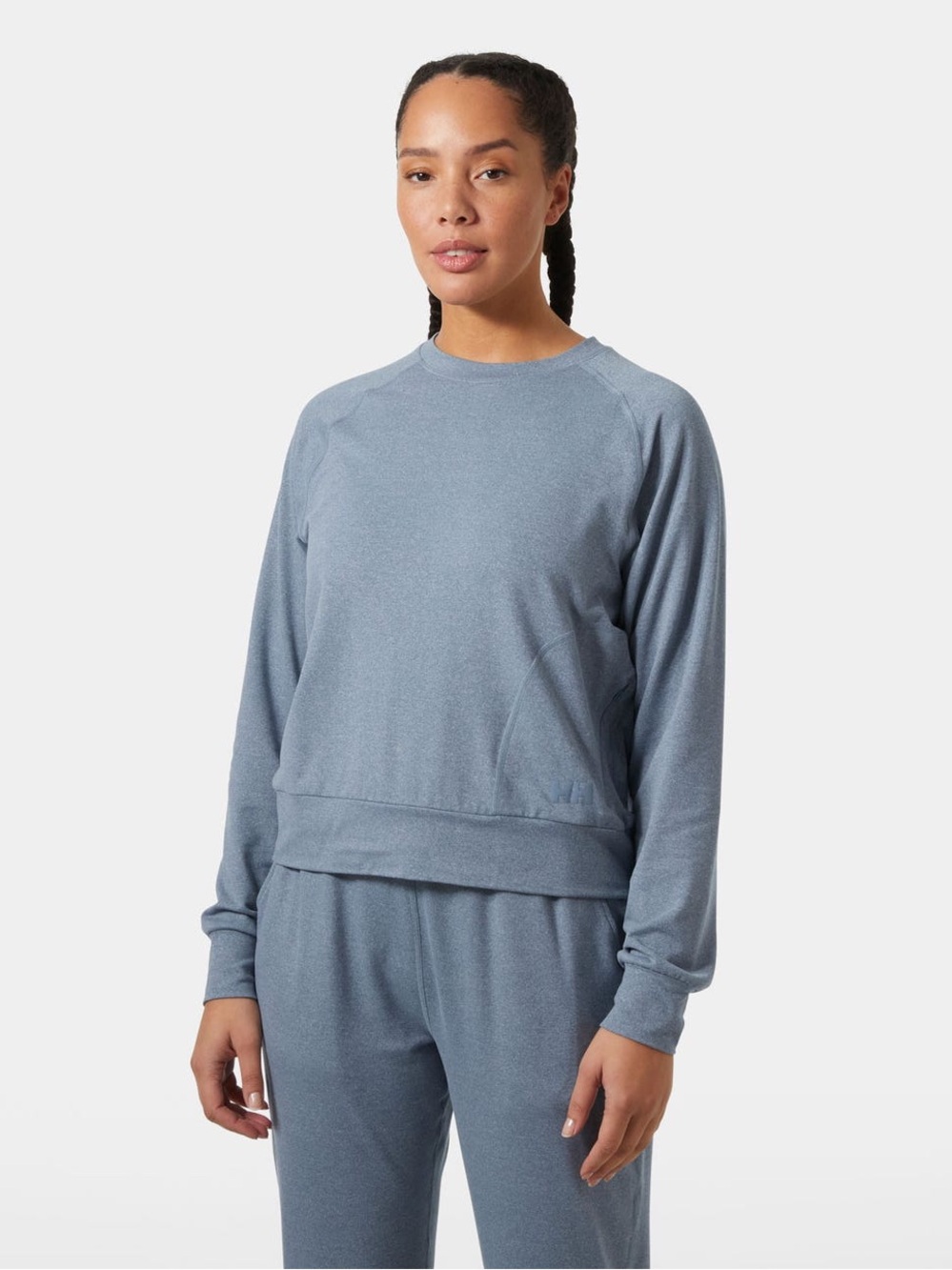 Helly Hansen Women's Tyri Heathered Knit Light Blue Crewneck Top and Jogger
